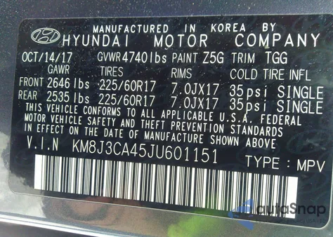 2018 Hyundai Tucson Sel из США, поврежденный, VIN KM8J3CA45JU601151